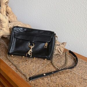 Rebecca Minkoff Black Crossbody Bag with Gold Chain